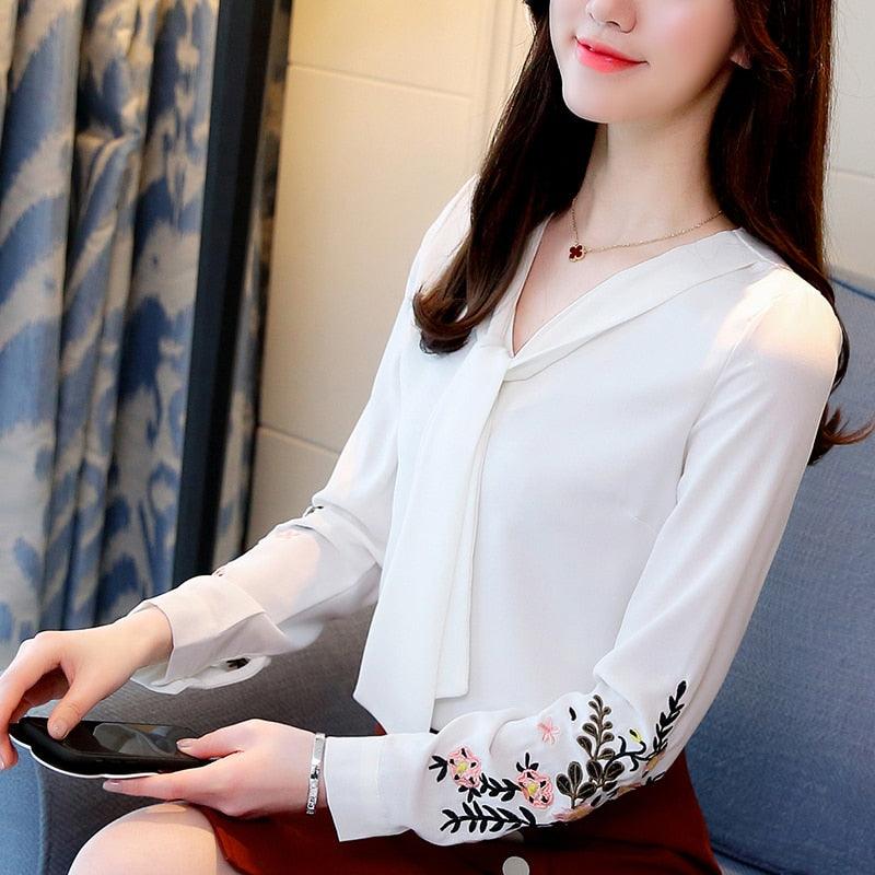 Trending Women Blouses - Long Sleeve Chiffon Women Shirt - Office Lady Tops (TB1)(BCD2)(F19)(F35)