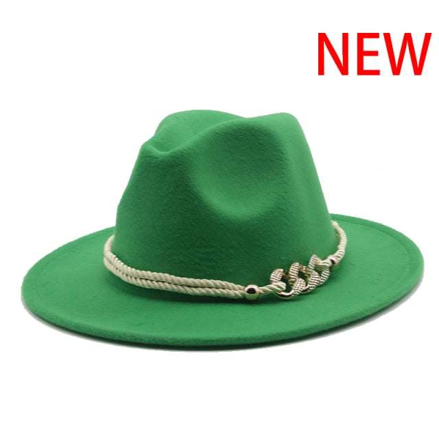 Wonderful Wide Derby Top Hat - Solid Felt Fedoras Hat - Artificial Wool Blend Jazz Cap (D44)(WH8)