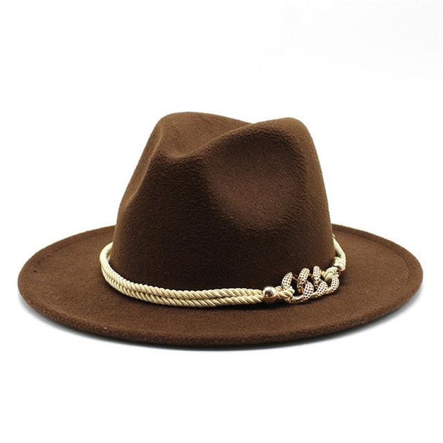 Wonderful Wide Derby Top Hat - Solid Felt Fedoras Hat - Artificial Wool Blend Jazz Cap (D44)(WH8)