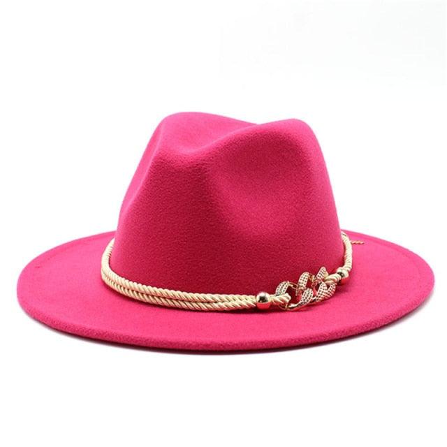 Wonderful Wide Derby Top Hat - Solid Felt Fedoras Hat - Artificial Wool Blend Jazz Cap (D44)(WH8)
