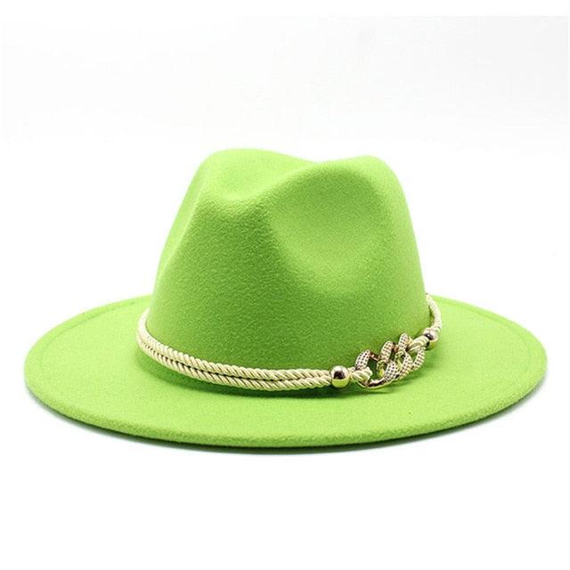 Wonderful Wide Derby Top Hat - Solid Felt Fedoras Hat - Artificial Wool Blend Jazz Cap (D44)(WH8)