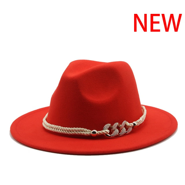 Wonderful Wide Derby Top Hat - Solid Felt Fedoras Hat - Artificial Wool Blend Jazz Cap (D44)(WH8)