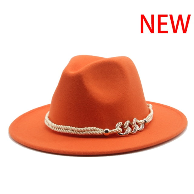 Wonderful Wide Derby Top Hat - Solid Felt Fedoras Hat - Artificial Wool Blend Jazz Cap (D44)(WH8)