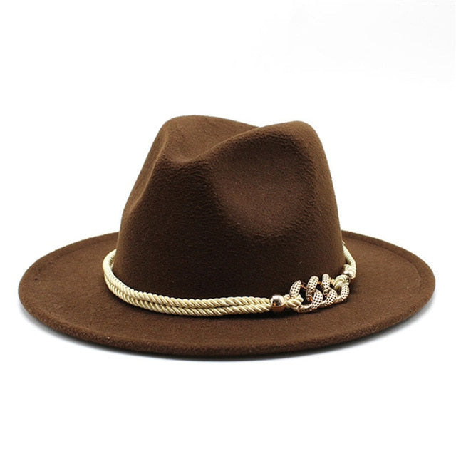 Wonderful Wide Derby Top Hat - Solid Felt Fedoras Hat - Artificial Wool Blend Jazz Cap (D44)(WH8)