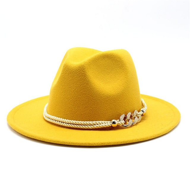 Wonderful Wide Derby Top Hat - Solid Felt Fedoras Hat - Artificial Wool Blend Jazz Cap (D44)(WH8)