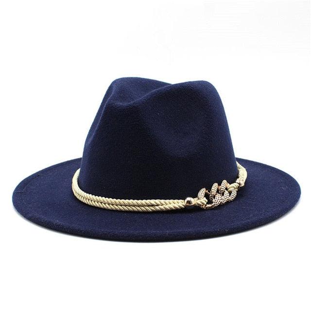Wonderful Wide Derby Top Hat - Solid Felt Fedoras Hat - Artificial Wool Blend Jazz Cap (D44)(WH8)