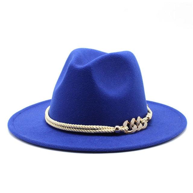 Wonderful Wide Derby Top Hat - Solid Felt Fedoras Hat - Artificial Wool Blend Jazz Cap (D44)(WH8)