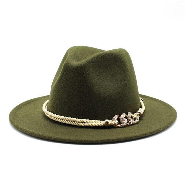Wonderful Wide Derby Top Hat - Solid Felt Fedoras Hat - Artificial Wool Blend Jazz Cap (D44)(WH8)