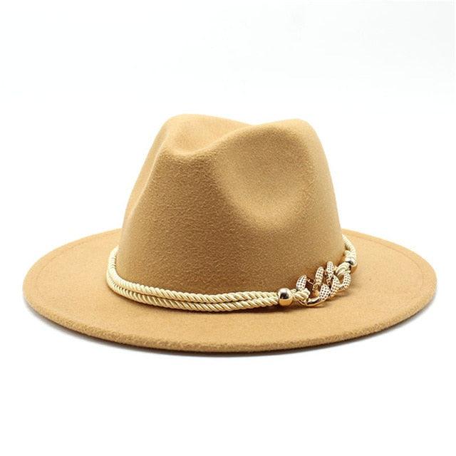 Wonderful Wide Derby Top Hat - Solid Felt Fedoras Hat - Artificial Wool Blend Jazz Cap (D44)(WH8)
