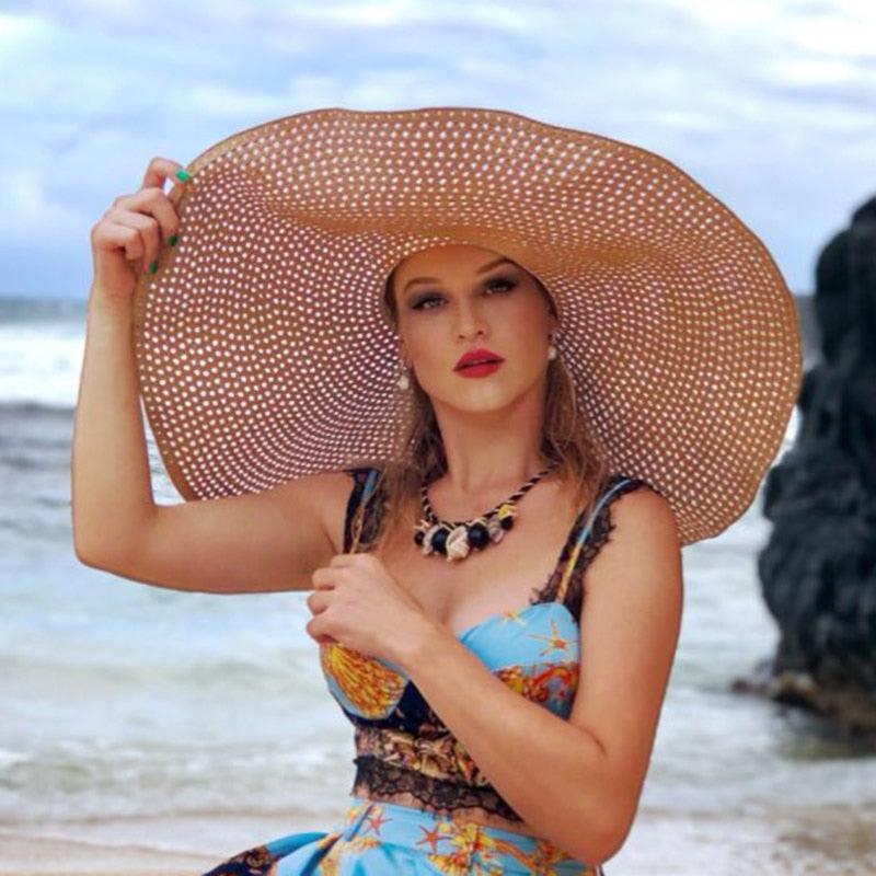 Gorgeous Handmade Knitted Hollow Women Big Brim Sun Hat - Breathable Cool Ladies Summer (WH8)