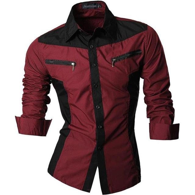 Spring Autumn Features Shirts - Men Casual Shirt - New Arrival Long Sleeve Casual Slim Fit (TM1)(CC1)(F8)