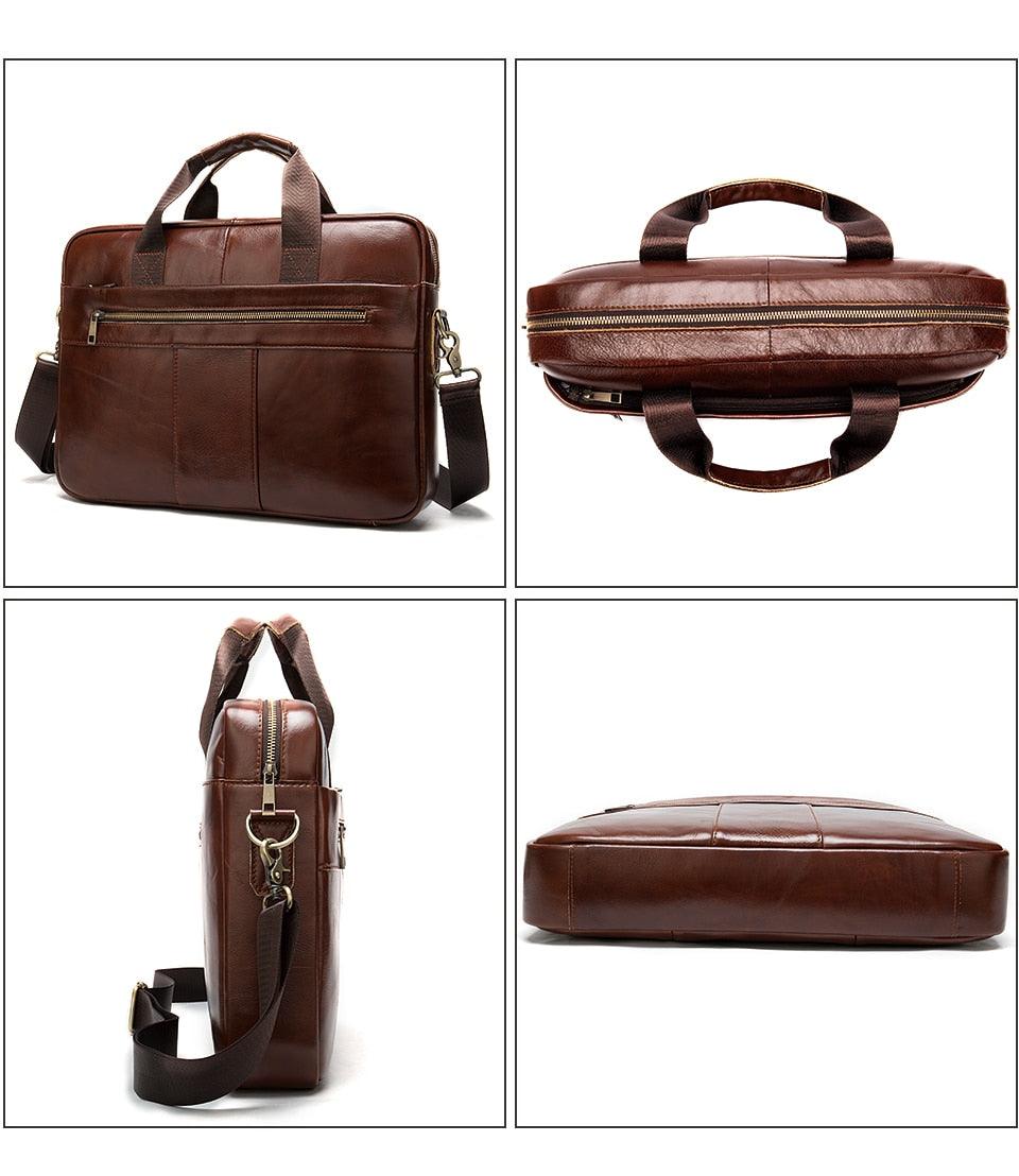 Briefcase Bag - Genuine Leather Laptop Bag - Business Tote Document Office Portable Shoulder Bag (D78)(LT4)