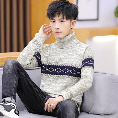 Men's Turtleneck Sweater - Spring & Autumn New Casual Personality Knitted Sweater (TM6)(CC3)(F100)