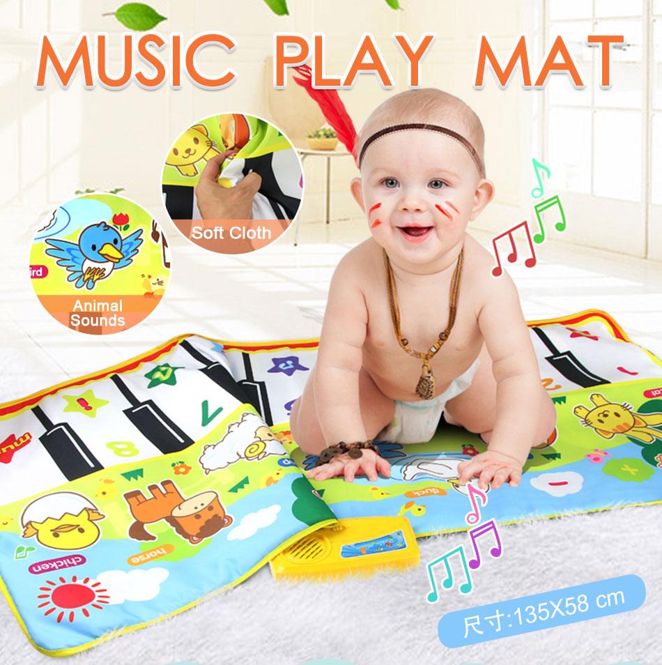 135X58CM Large Size Musical Baby Mat - Animal Theme Educational Learning Toy - Children Playing Music Mat (F2)(2X2)