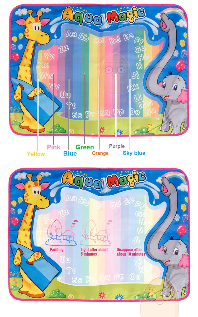 Great 72x52cm Kids Crafts Drawing Toys - Water Mat Painting - With Aqua Magic Pens And Templates Educational Gift (D2)(8X1)