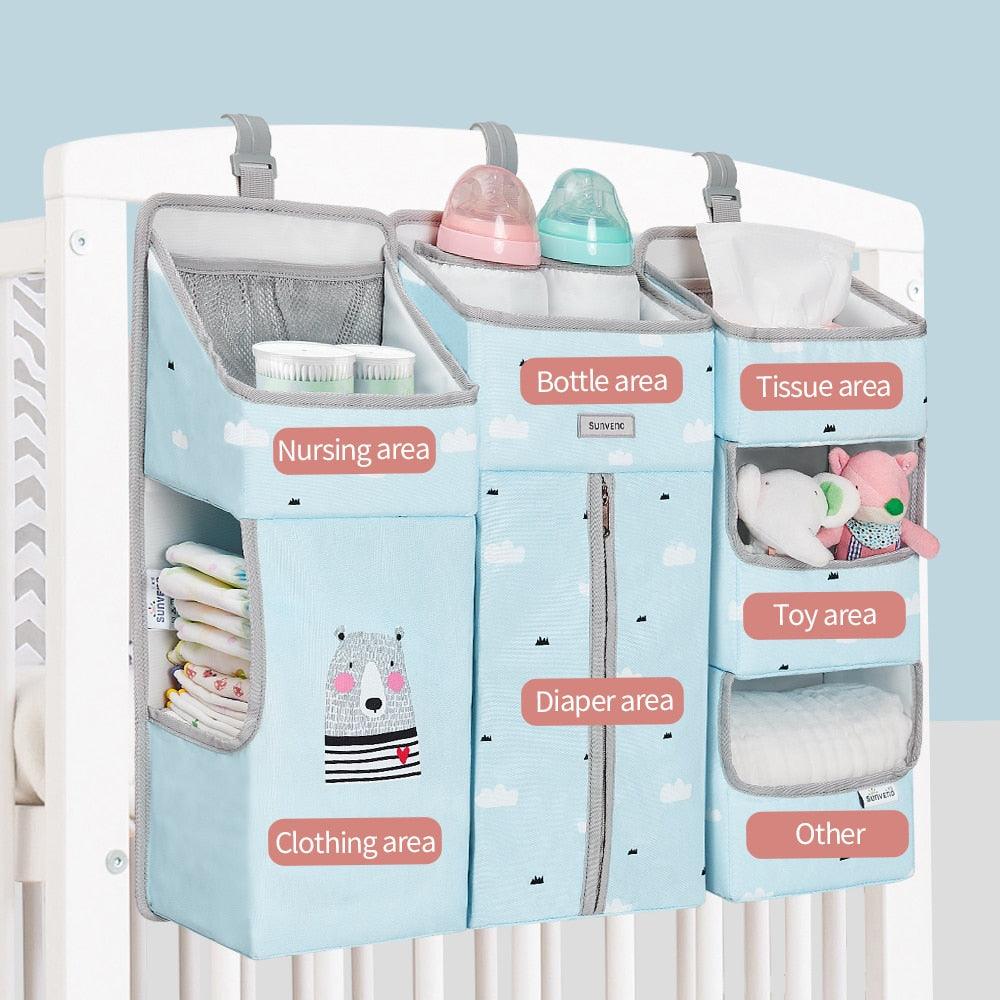 Portable Baby Bed Hanging Storage Bag - Toy Diapers Pocket Bedside Organizer (X1)(F1)