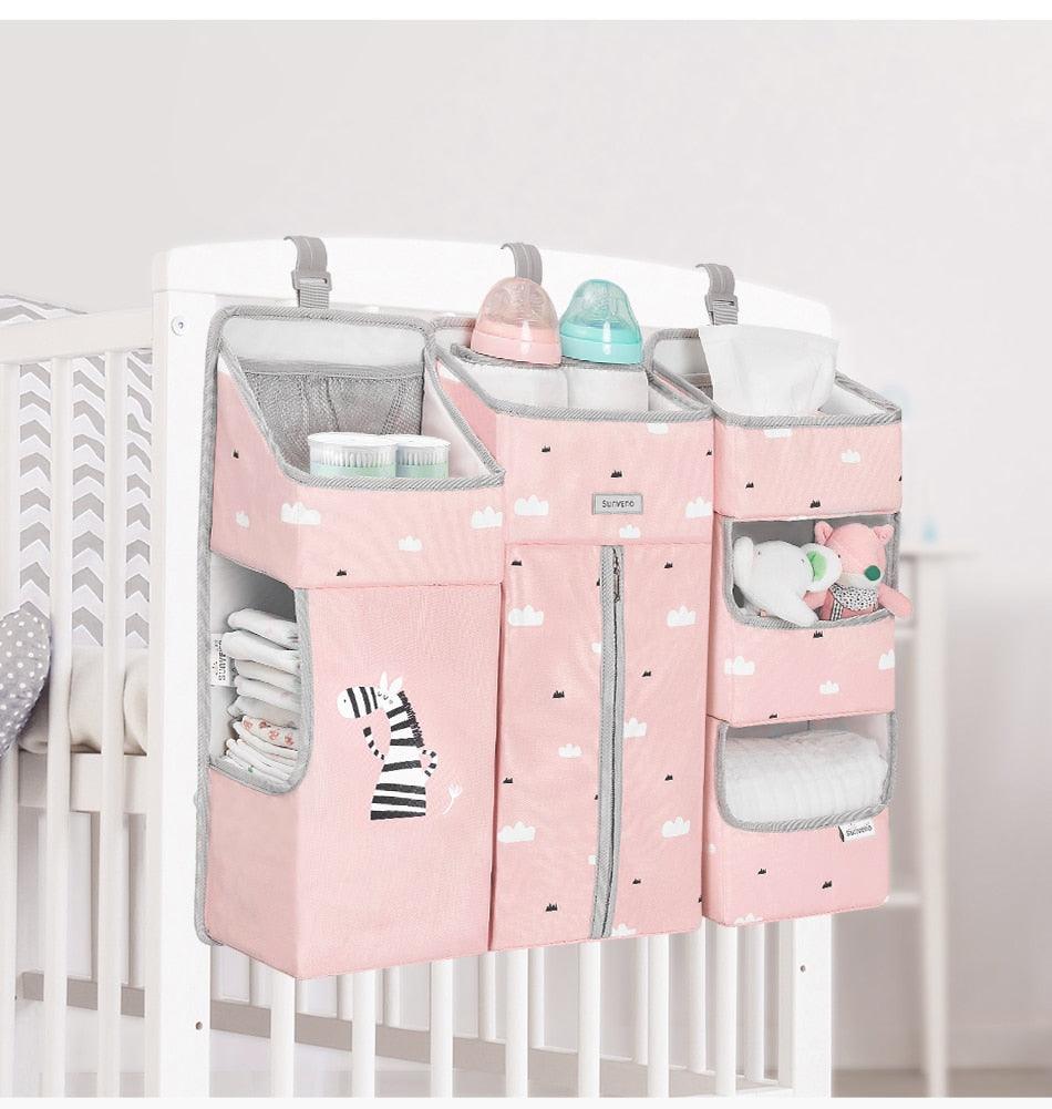Portable Baby Bed Hanging Storage Bag - Toy Diapers Pocket Bedside Organizer (X1)(F1)