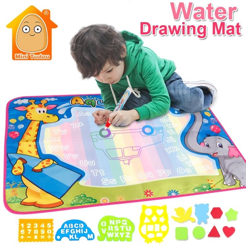 Great 72x52cm Kids Crafts Drawing Toys - Water Mat Painting - With Aqua Magic Pens And Templates Educational Gift (D2)(8X1)