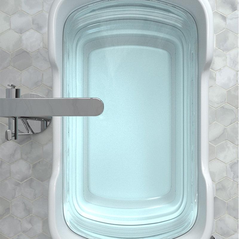 Folding Baby Shower Bathtub - Portable Silicone Bath Tubs Accessories - Collapsible Laundry Storage Basket Safety Security (4X1)