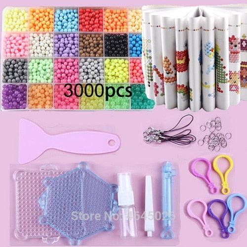 Fuse Beads Magic Water Beads DIY set - Jigsaw Pegboard 3d puzzle kids toys - Gift 8 10 years Pen Tweezer Tool (8X1)