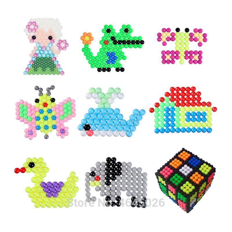 Fuse Beads Magic Water Beads DIY set - Jigsaw Pegboard 3d puzzle kids toys - Gift 8 10 years Pen Tweezer Tool (8X1)