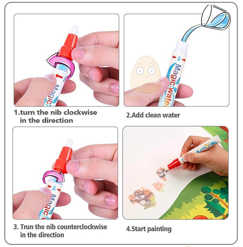 Water Toys For Boys 100*70CM Drawing Mat With Play Pen - EVA Rubber Crafts Magic Drawing Arts And Crafts For Kids (F2)(8X1)