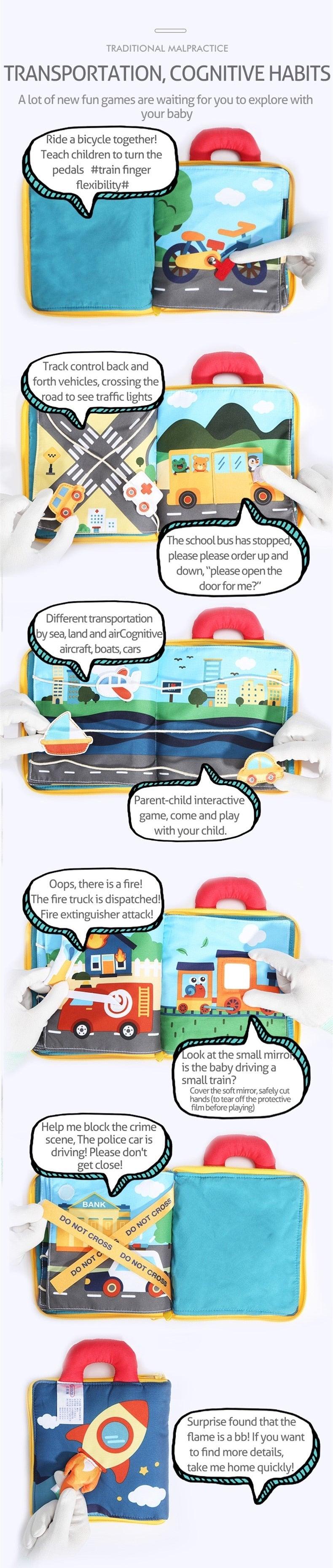 Great 3D Soft Cloth Baby Books - Animals & Vehicle Baby Toys - For Toddlers Intelligence Development Educational Toy Gifts (6X2)