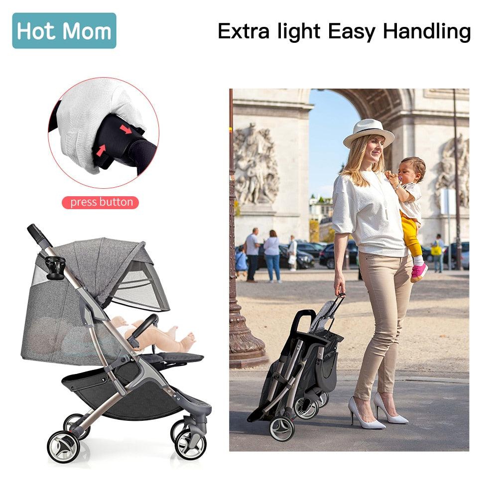 New Trend Convenience Stroller – Lightweight Umbrella Stroller with Oversized Canopy, Extra-Large Storage and Compact Fold (1U01)(X3)