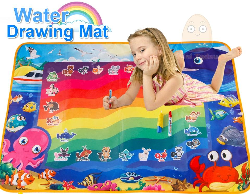 Magic Water Drawing Coloring Book Painting Mat - With Magic Pen Drawing Board - Kids Learning Educational Toys Birthday Gift (D2)(8X1)