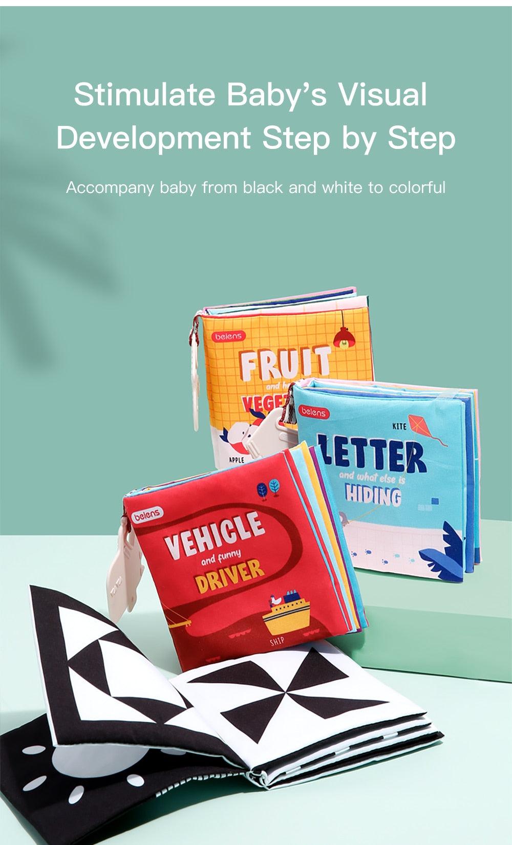 Great Baby Books - 6PCS Black White Cloth Book For Early Educational Toys - Soft Quiet Book Bath - Kids Learning (D2)(6X2)