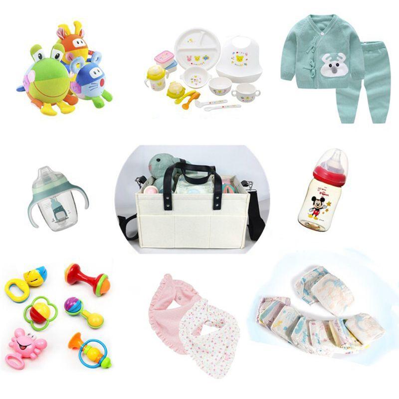 High capacity Layered Storage Baby Diaper Caddy Large Organizer Bag Portable Basket for Car Bedroom Travel Storage Changing Table (X1)(F1)