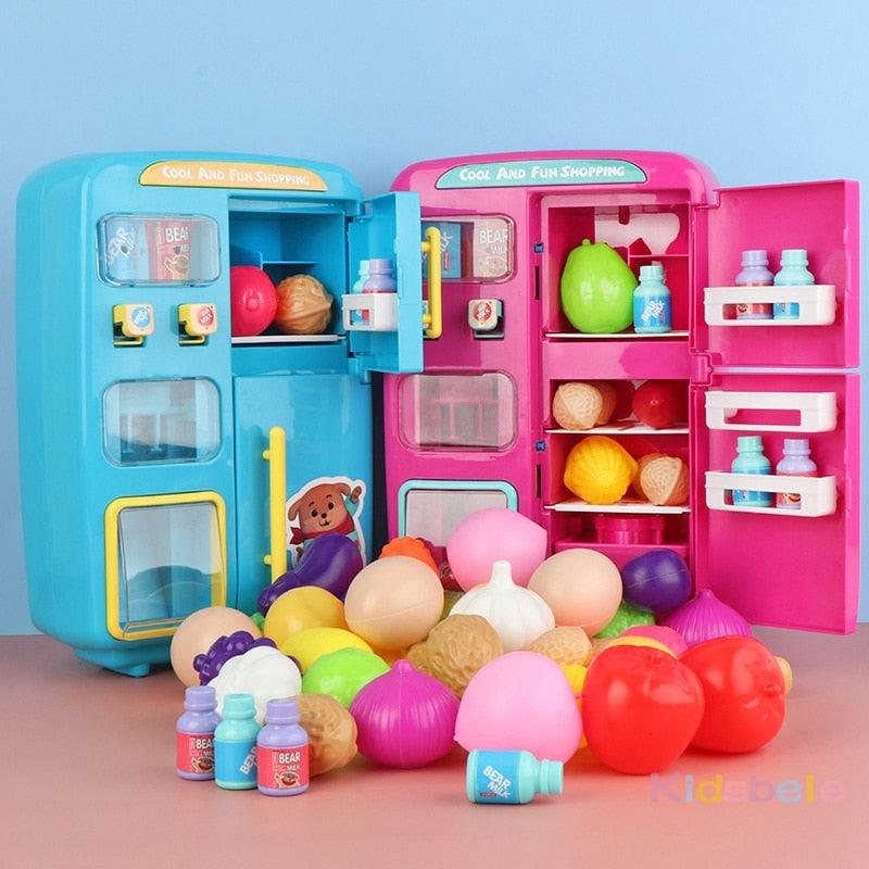Great Children Simulation Double Refrigerator - Pretend Play Toys - Vending Machine Toys - Kids Kitchen Food Toy - Mini Play House (1X3)(F2)