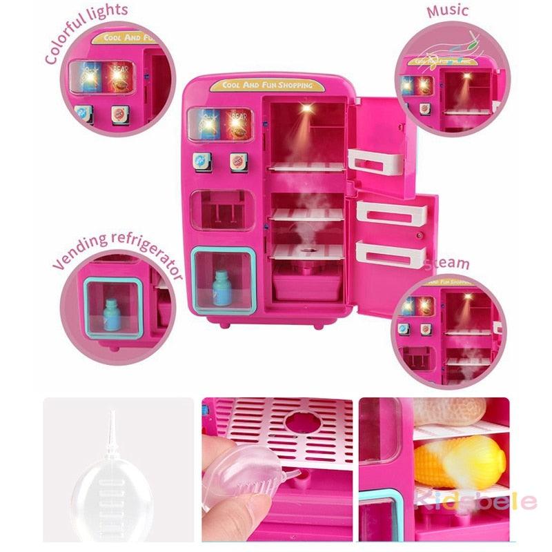 Great Children Simulation Double Refrigerator - Pretend Play Toys - Vending Machine Toys - Kids Kitchen Food Toy - Mini Play House (1X3)(F2)