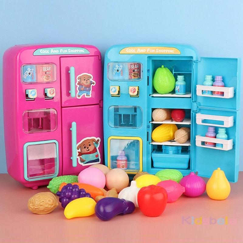 Great Children Simulation Double Refrigerator - Pretend Play Toys - Vending Machine Toys - Kids Kitchen Food Toy - Mini Play House (1X3)(F2)