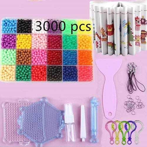 Fuse Beads Magic Water Beads DIY set - Jigsaw Pegboard 3d puzzle kids toys - Gift 8 10 years Pen Tweezer Tool (8X1)