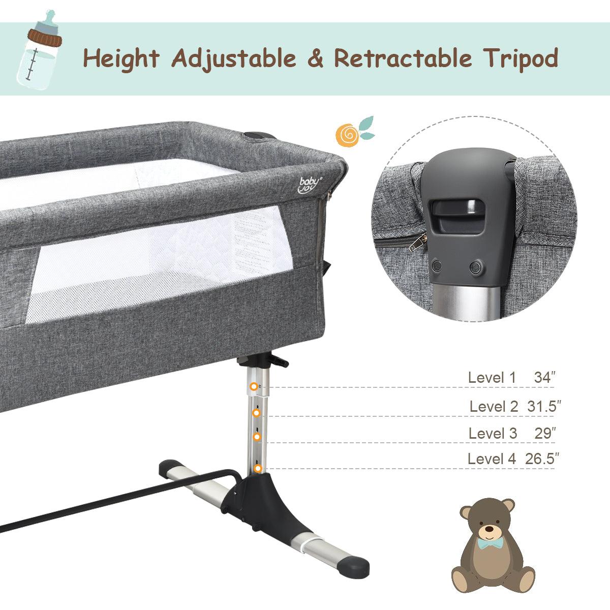 Comfortable Portable Baby Bed Side Sleeper Infant Travel Bassinet Crib W/ Bag Home Grey (1U1)(X5)
