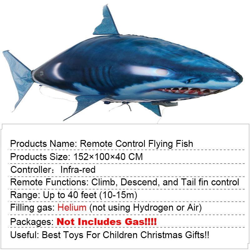 Great Infrared RC Flying Air Shark Toy - Funny Remote Control Fish Balloon For kids - Gifts Party Decoration Flying Fish Balloon (1X2)(D2)