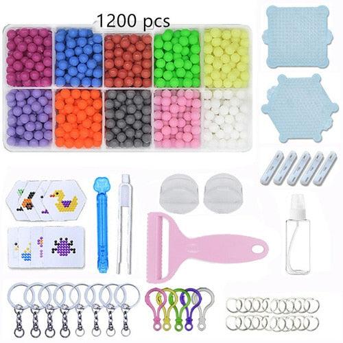 DIY Fuse Beads Magic Water Creative beads set Pen - Tweezer Pegboard Kit Accessories Gift Children (8X1)