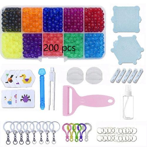 DIY Fuse Beads Magic Water Creative beads set Pen - Tweezer Pegboard Kit Accessories Gift Children (8X1)