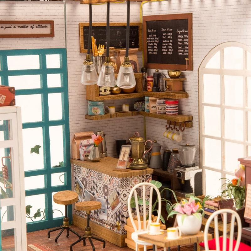 Great Simon's Coffee With Furnitures - Children Adult Miniature Wooden Doll House - Model Building Kits (4X2)(1X3)(F2)