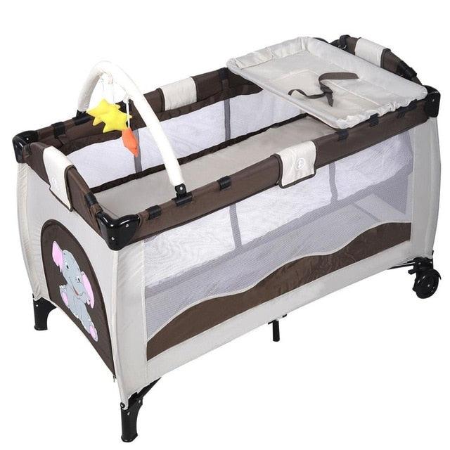 New Baby Crib Playpen Playard - With Infant Bassinet - Bed Foldable Pink Green Coffee (X5)(1U01)(F1)