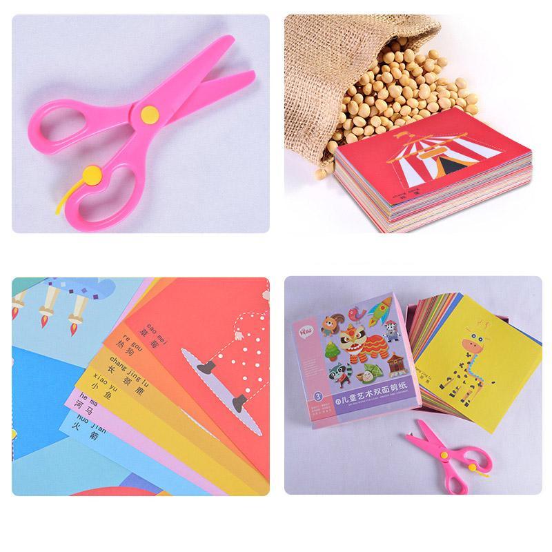 100pcs Kids cartoon color paper folding and cutting toys/children Kindergarten art craft DIY educational toys (8X1)