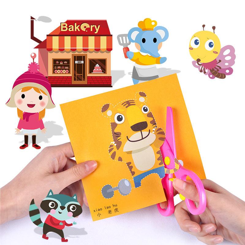 100pcs Kids cartoon color paper folding and cutting toys/children Kindergarten art craft DIY educational toys (8X1)