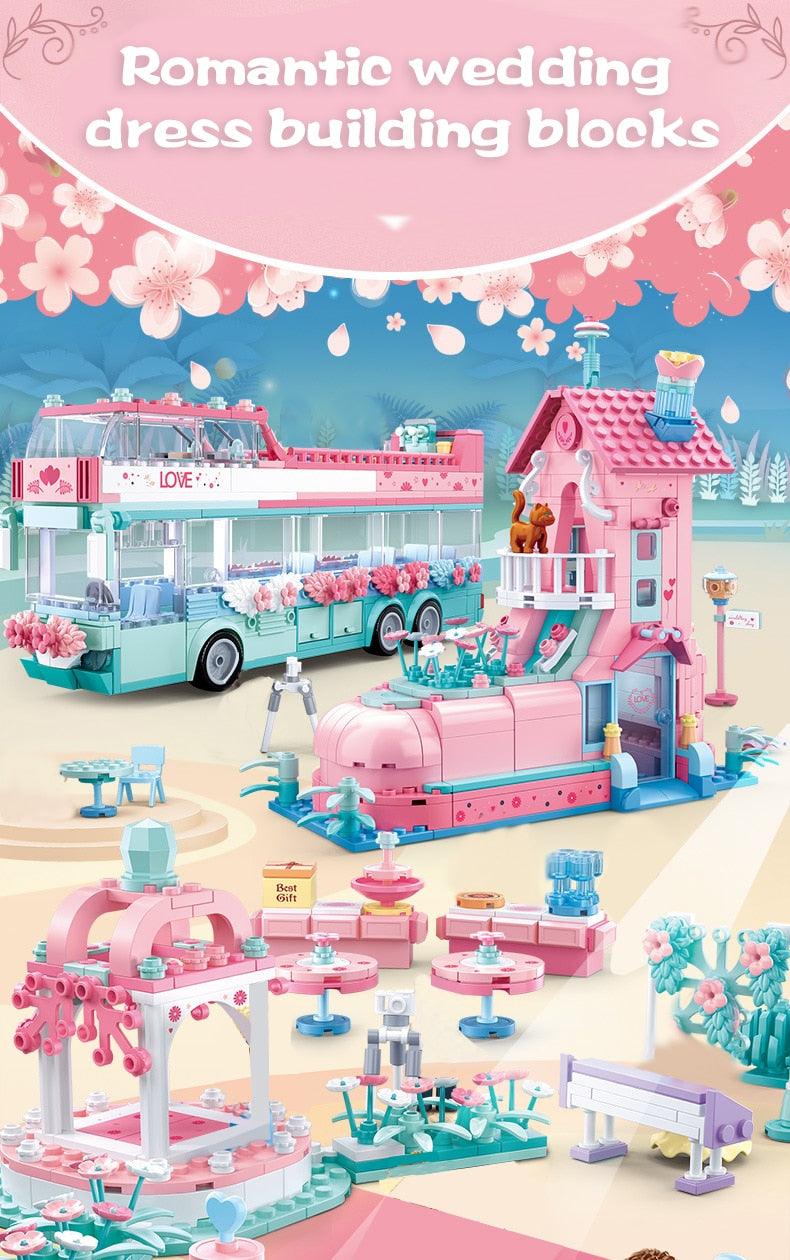 City Wedding Party Car Blocks - Girl Friends - Romantic Wedding Dress Model Building Blocks - Bricks Toys (8X2)