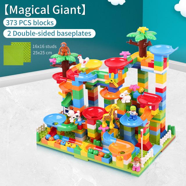 Great Marble Race Run Building Blocks Sets - Construction Big Track Bricks Ball - Creative Assembly Slide Learning Toys For Children (8X2)(F2)