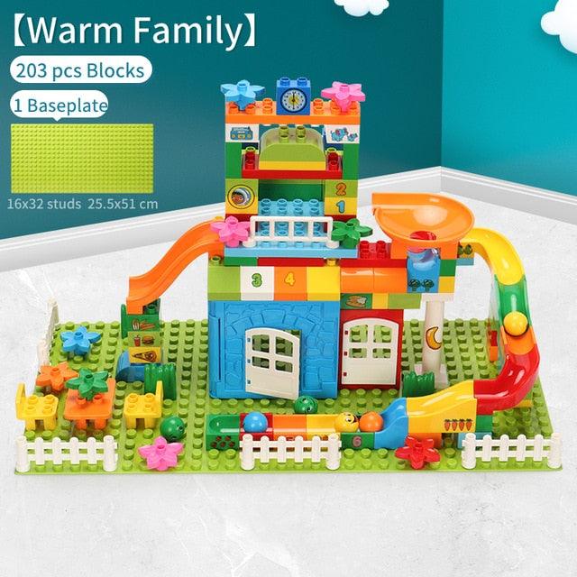 Great Marble Race Run Building Blocks Sets - Construction Big Track Bricks Ball - Creative Assembly Slide Learning Toys For Children (8X2)(F2)