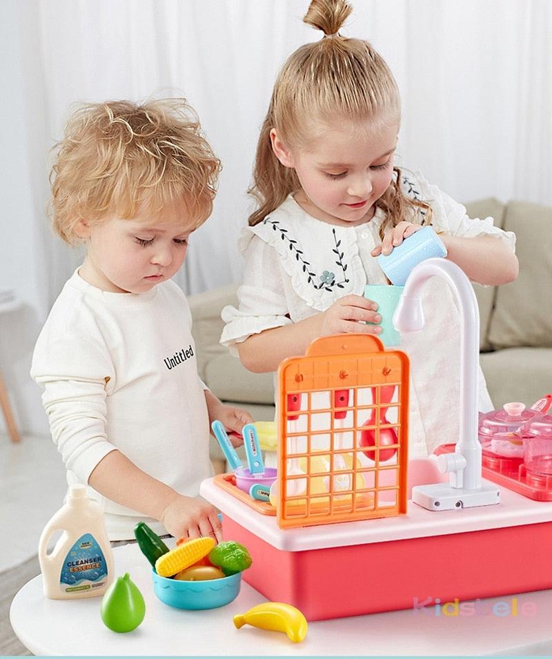 Amazing Simulation Electric Dishwasher - Kids Kitchen Toys - Educational Toys Mini Kitchen Food - Pretend Play Cutting Role (1X3)(F2)
