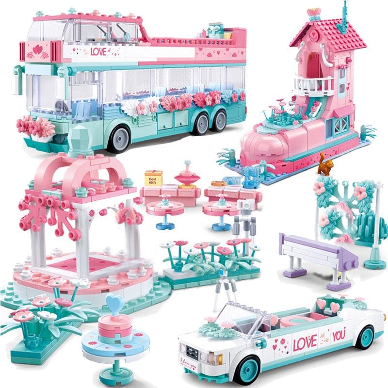 City Wedding Party Car Blocks - Girl Friends - Romantic Wedding Dress Model Building Blocks - Bricks Toys (8X2)