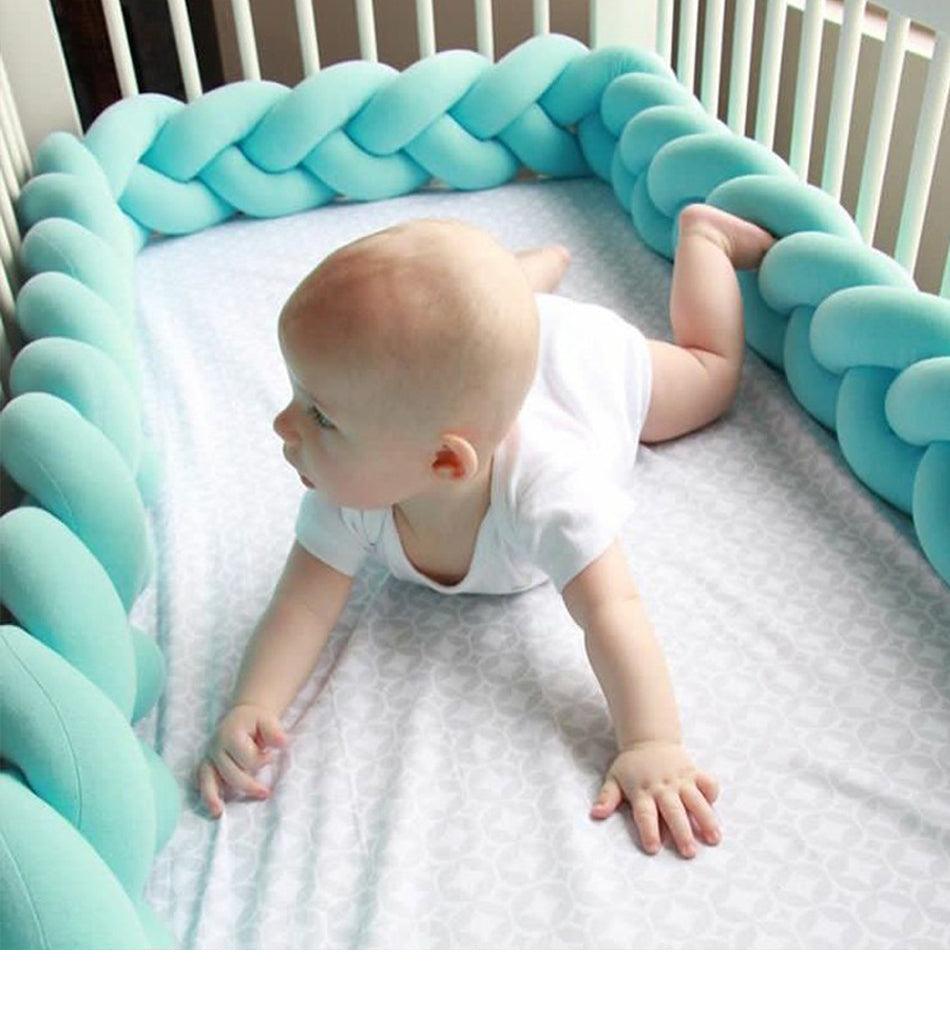 Baby Bed Bumper Sides in the Crib - Handmade - Braid Crib Bumper Braid Knot - Newborn Decor 1M/2M/3M (3X1) (F1)