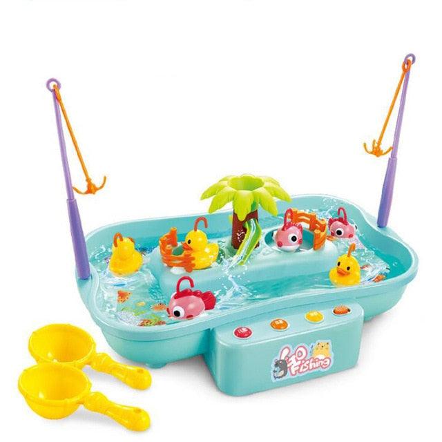 Kids Fishing Toys- Electric Water Cycle - Music Light Baby Bath Toys - Child Game Play Fish - Outdoor Toys (1X3)(2X3)(D2)
